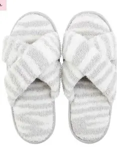 Grey Zebra Chenille Slippers