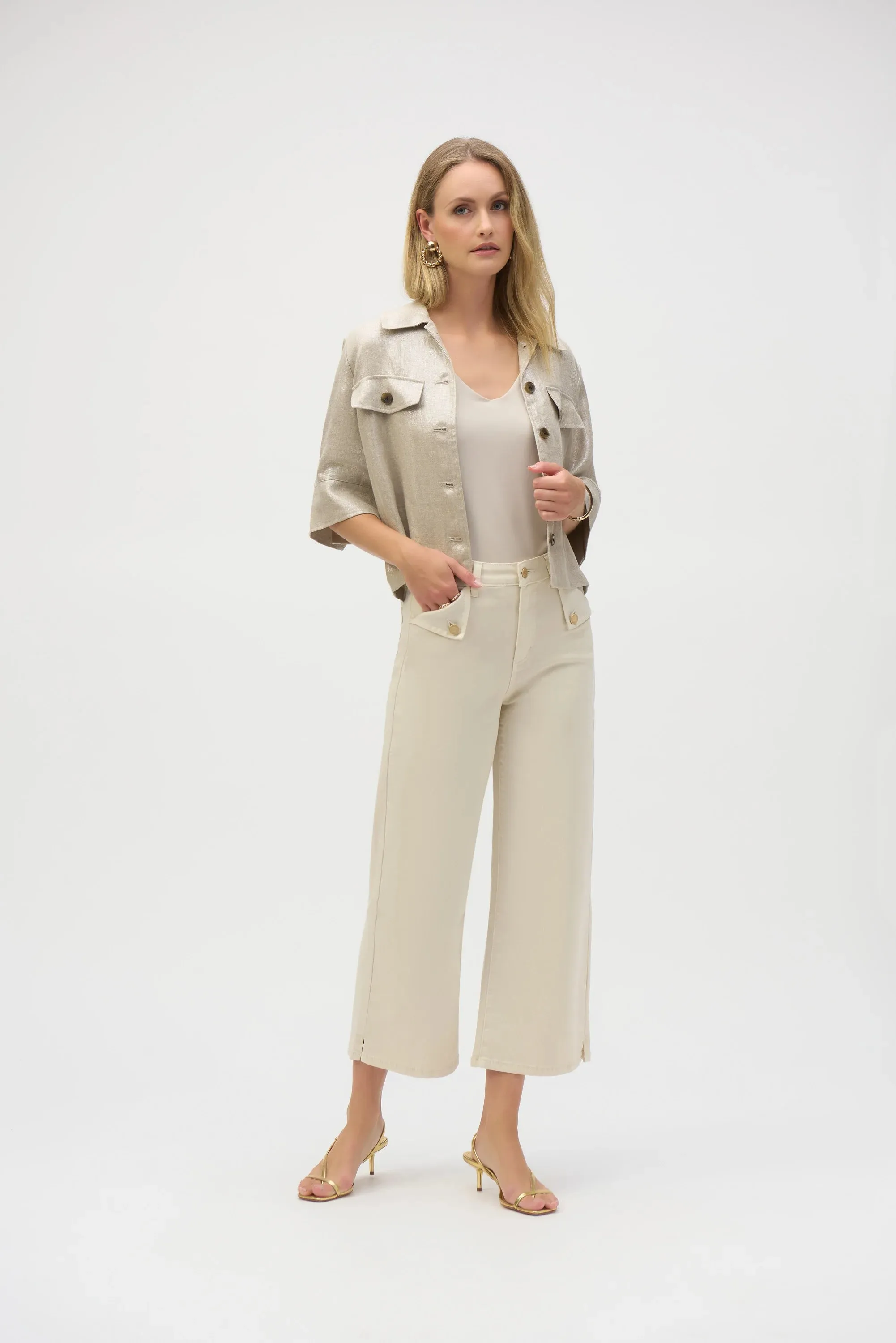 Joseph Ribkoff Greige Stretch Culotte Jeans
