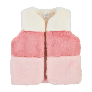 Mud Pie Pink Color-Block Fur Vest