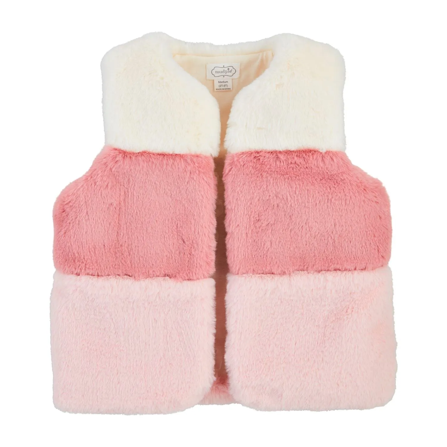 Mud Pie Pink Color-Block Fur Vest