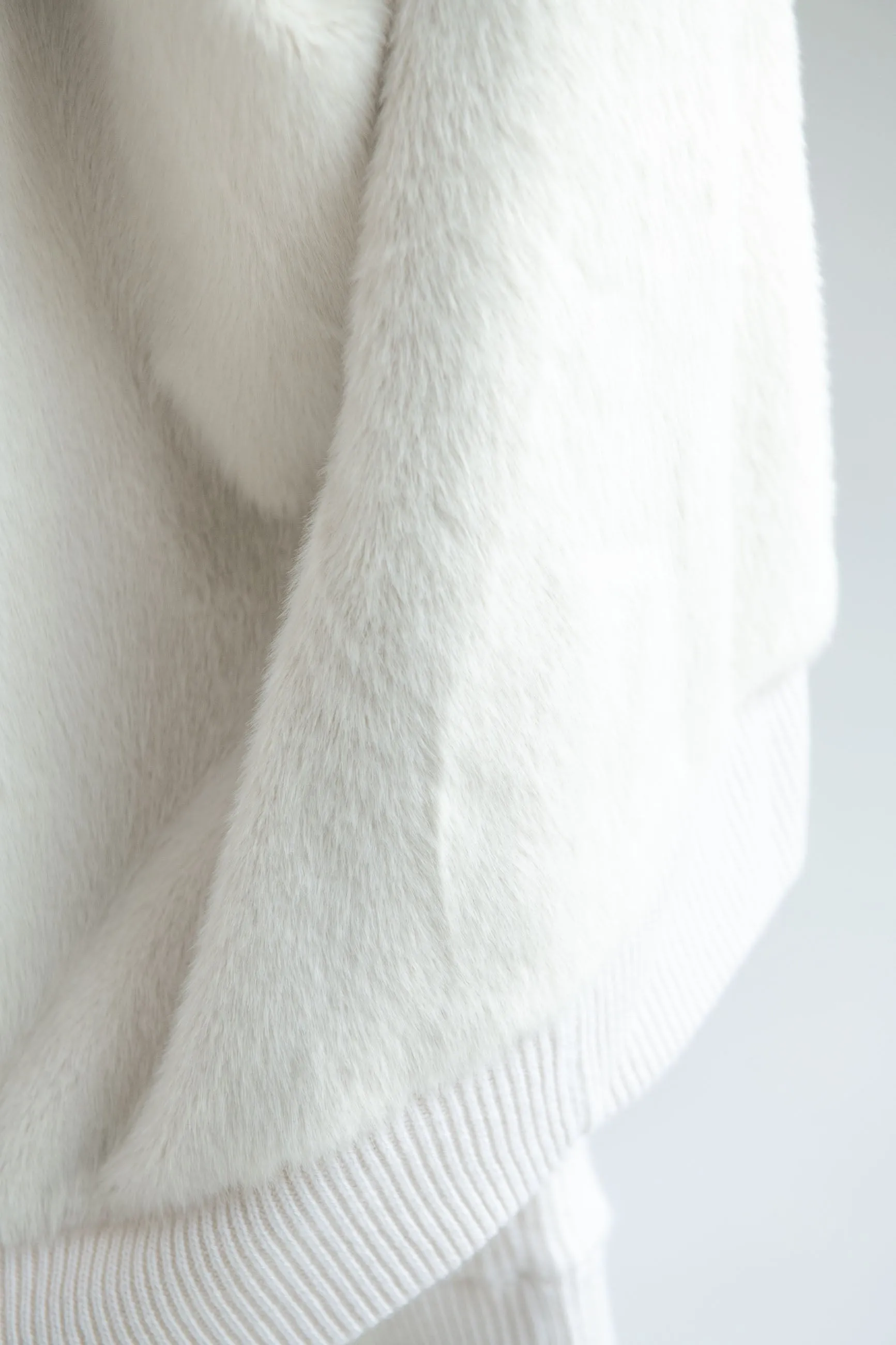 Off-white cashmere knitted bomber with fur - Made in Italy