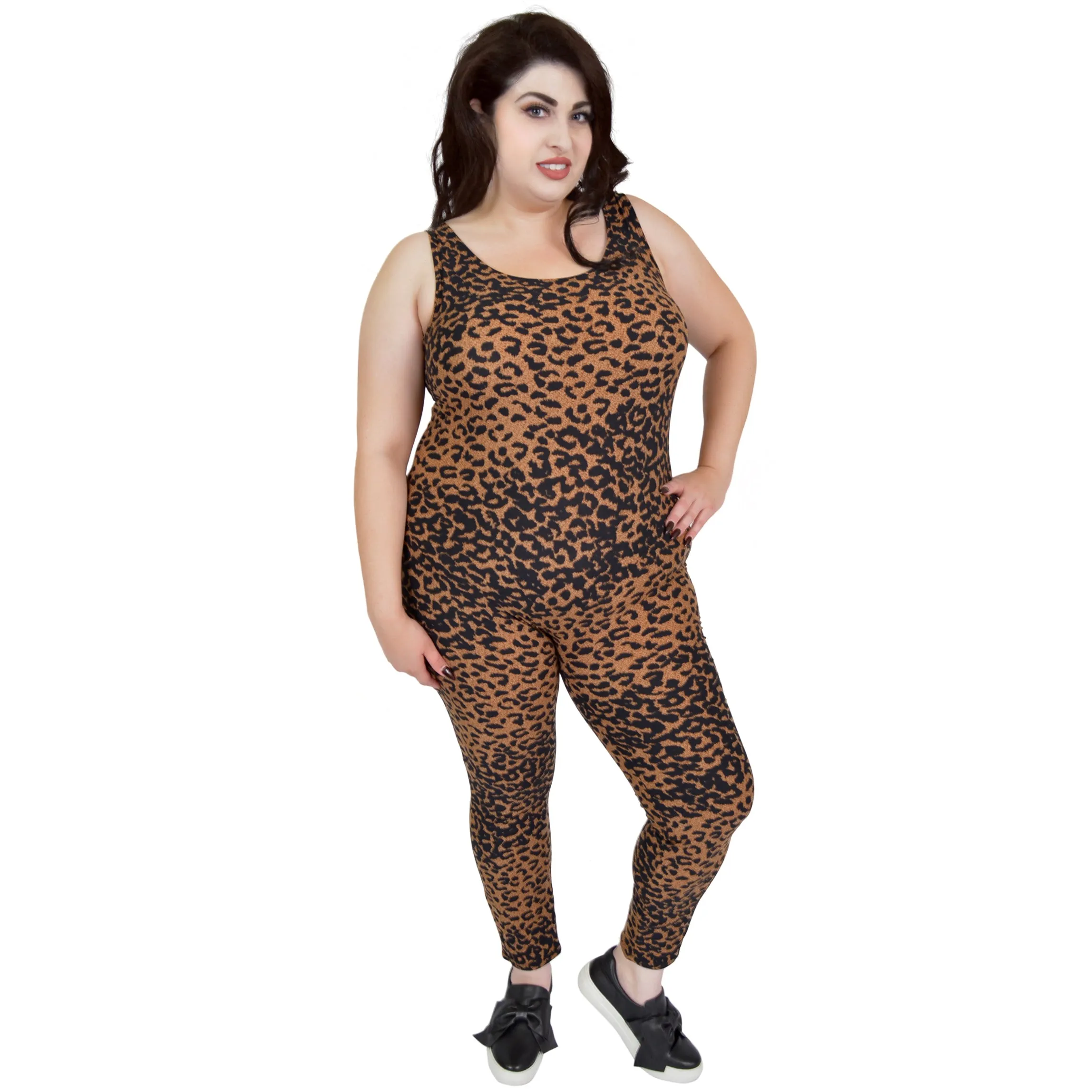 Plus Size Ankle Length Cotton Tank Unitard