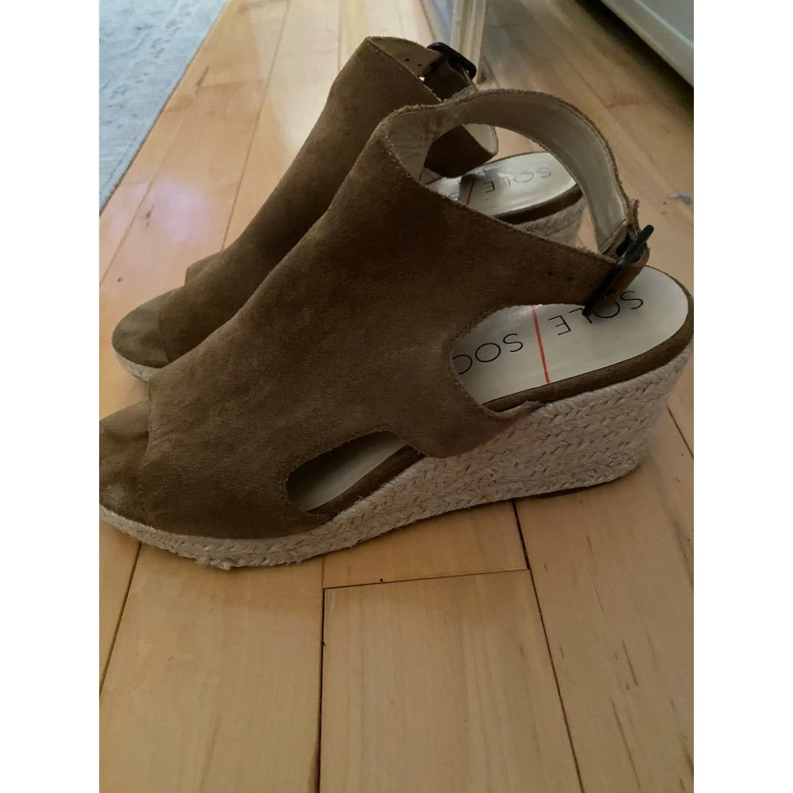 Sole Society Brown Suede Camreigh Espadrille Wedges Size 10