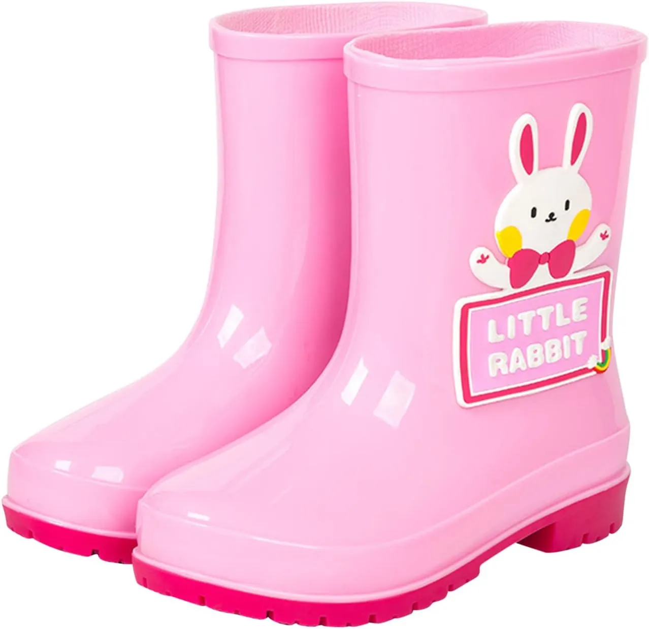 Toddler Rain Boots with Cute Cartoon Cow Kids Waterproof Rubber Boots for Girls Boys Soft Bottom Rain Boots