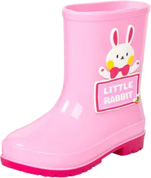 Toddler Rain Boots with Cute Cartoon Cow Kids Waterproof Rubber Boots for Girls Boys Soft Bottom Rain Boots