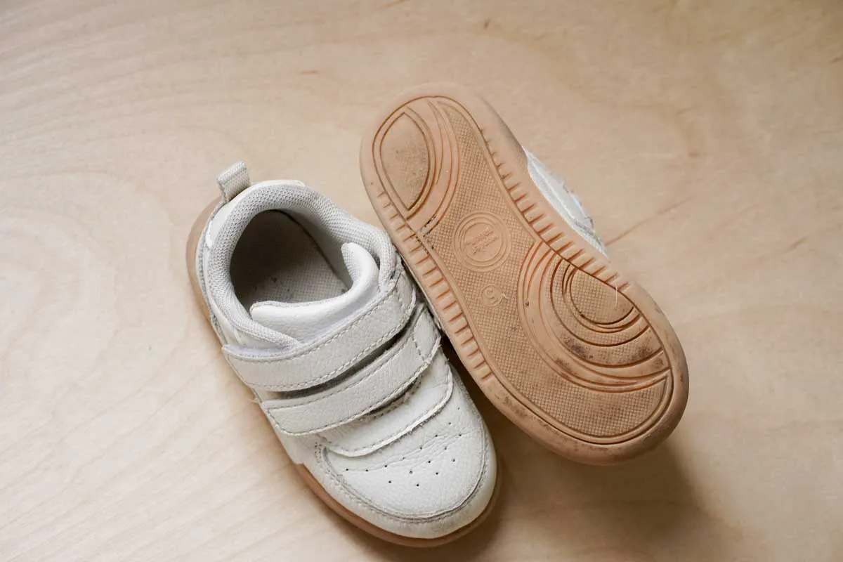 White Leather Velcro Sneakers: 5