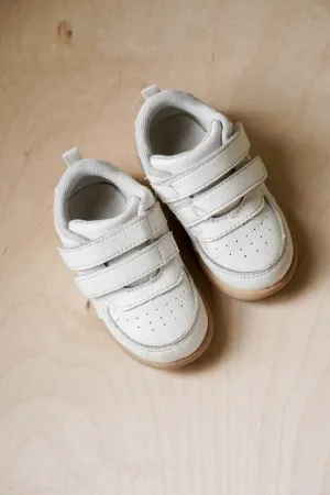 White Leather Velcro Sneakers: 5